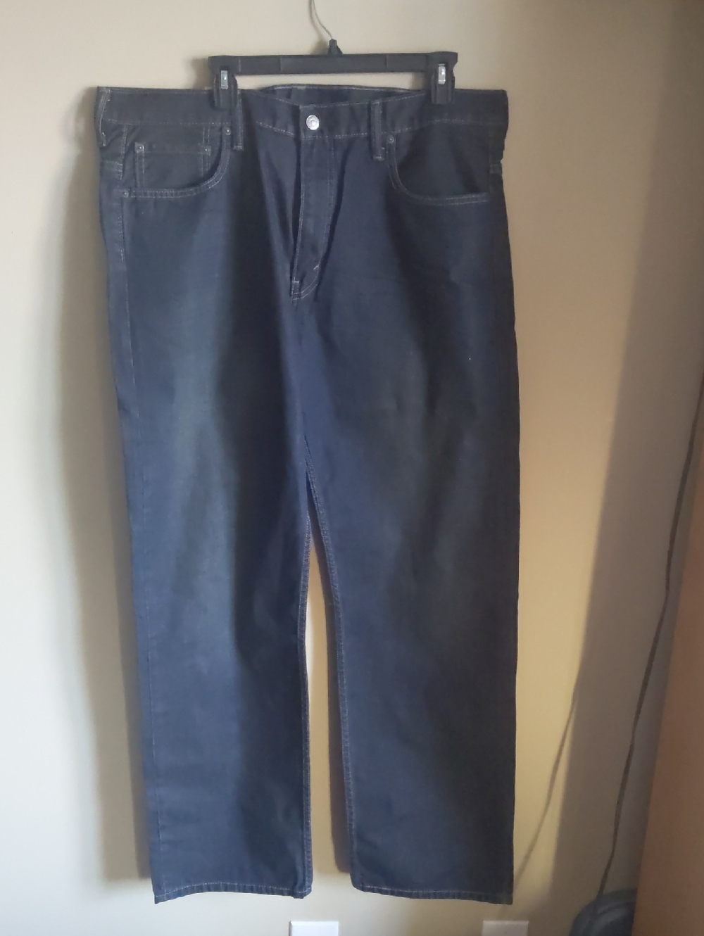 Levi's 569 Relaxed Fit Jeans in Dark Blue with Tan Patch
